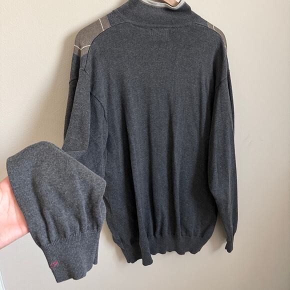 Vintage Greg Norman 90s Mens Gray Argyle Quarter Zip Pullover Sweater Size Large - Picture 9 of 10